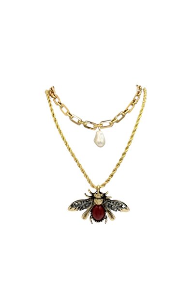 Miruva Zra Model Double Chain Bee Necklace