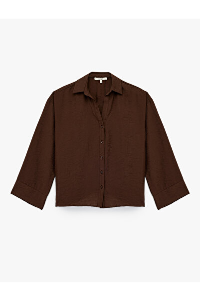 Koton Πουκάμισο με μανίκια 3/4 από ύφασμα Modal Regular Fit