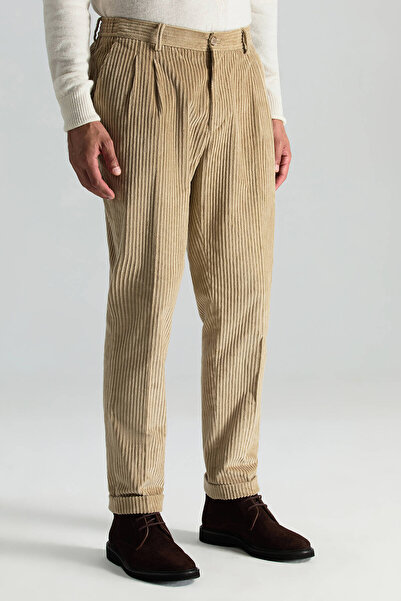 Hemington Saf Pamuk Camel Relax Kadife Pantolon