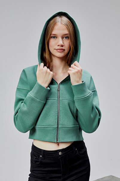 COMBİNE MİCHAİL Дамска качулка Çağla Basic Crop Sweatshirt