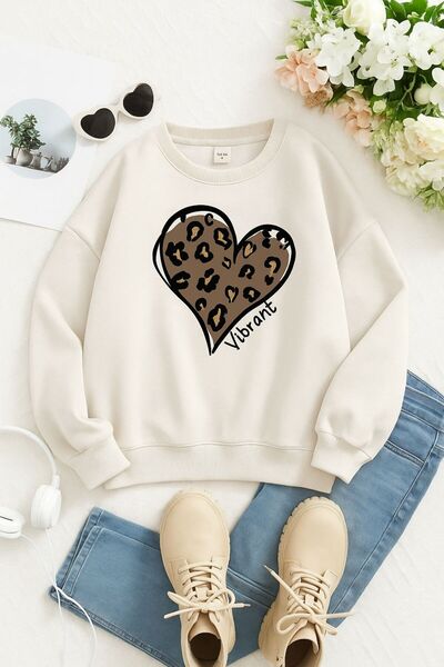 DM DOLCE MORE 3-нишка джърси детска суитшърт с леопардов принт на сърце, подх...