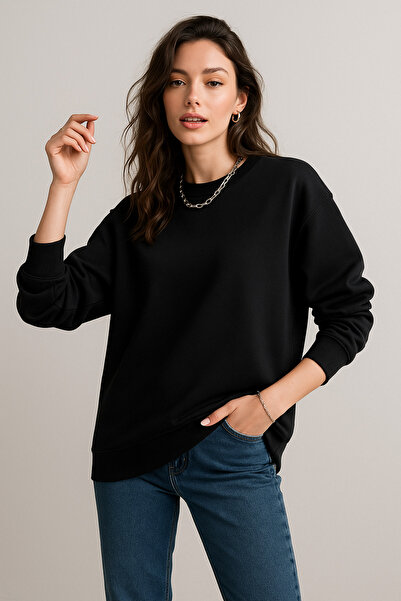 Rich Women's Black Crew Neck Oversize Sweatshirt