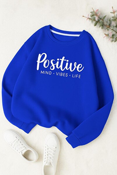 BENROMA 3-слойна памучна унисекс детска блуза с позитивен принт