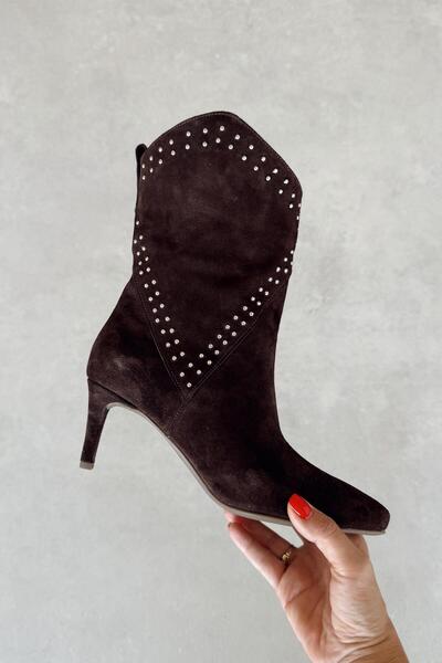 nope21shoess حذاء أريزونا ذو الكعب العالي من الجلد الطبيعي باللون البني