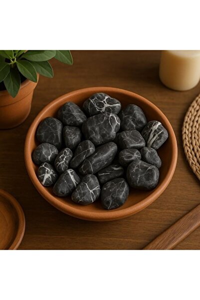 SHOPIENS Pietre decorative din marmură neagră cu dungi albe, pungă de 3-5 cm,...