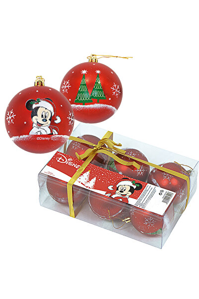 Mickey Mouse Set of 6 8cm red Christmas balls