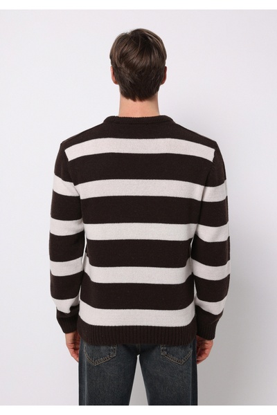 Colin's Regular Fit Round Neck Jacquard Men's Brown Sweater