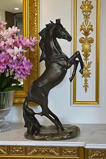 ay hediyelik Şahlanan At Heykeli Biblo - Dekoratif Polyester 16x33 cm