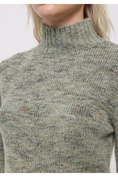 Colin's Slim Fit Dik Yaka Düz Kadın Yeşil Kazak