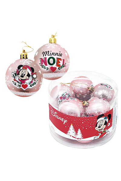 Minnie Mouse Set 10 globuri 6cm Craciun roz