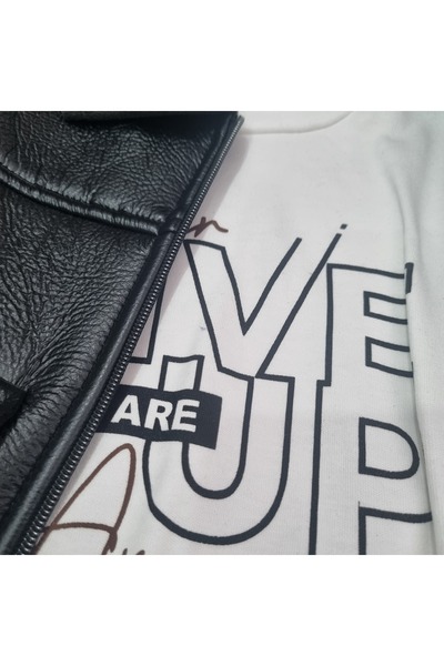 Uğur bebe Boys' Black Leather Jacket Combination Leather Jacket Pants Sweatshirt Feel Comfort and Style