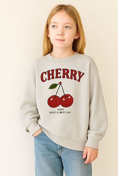 DM DOLCE MORE 3-слойна памучна унисекс детска блуза с черешови мотиви