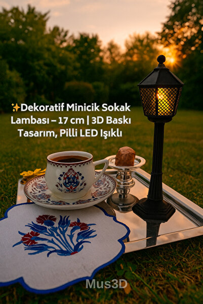Mus3D ✨Dekoratif Minicik Sokak Lambası – 17 cm | 3D Baskı Tasarım, Pilli LED ...