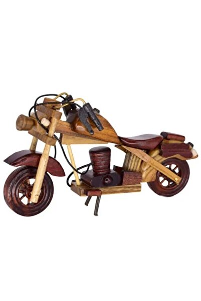 velve Macheta Harley Motocicleta Retro din lemn, Rosu, 26x4x14cm