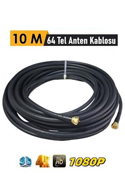 Vwin 10 Metre Rg6/U4 Gold Uçlu 64 Tel Hazır Uydu Anten Kablosu “Tak Çalıştır”...