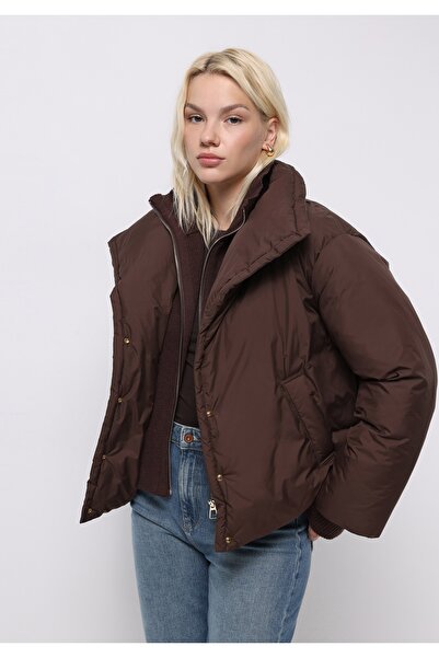 Colin's Дамско кафяво палто с цип и подплата, с редовна кройка