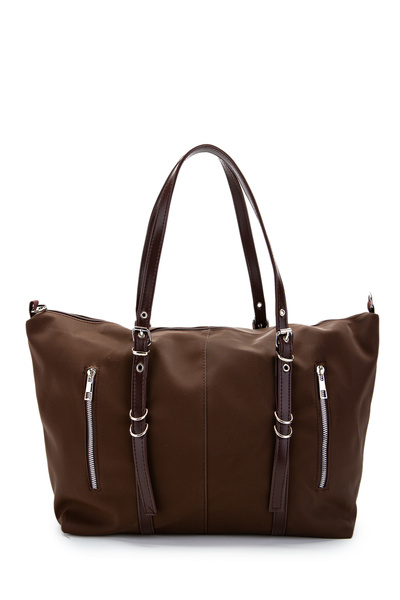 minebag Γυναικεία τσάντα ώμου από συνθετικό δέρμα με λεπτομέρεια τσέπης Glide καφέ