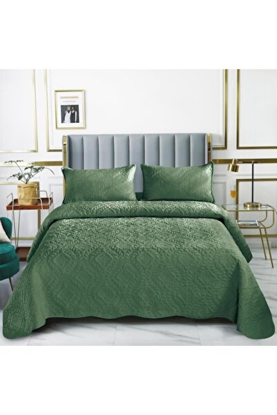 MHR Set cuvertură pat, matlasată, 3 piese, 220x240cm, Verde