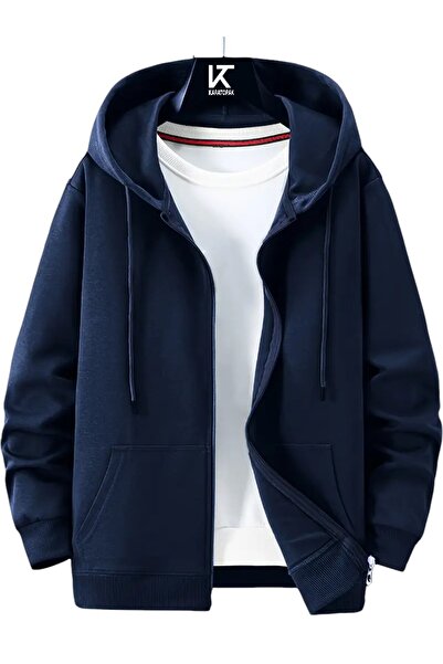 Karatopak Kapüşonlu Unisex Fermuarlı Sweatshirt / Hırka