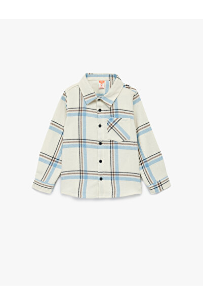 Koton Uzun Kollu Klasik Yaka Düğmeli Cep Detaylı Ekoseli Oduncu Gömleği