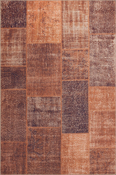 ARTLOOP Jazz Patchwork Desenli Dokuma Taban Dekoratif Turuncu Halı AL 62