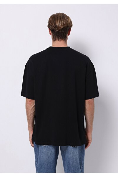 Colin's Oversize Fit Round Neck Plain Men's Black Short Sleeve T-Shirt