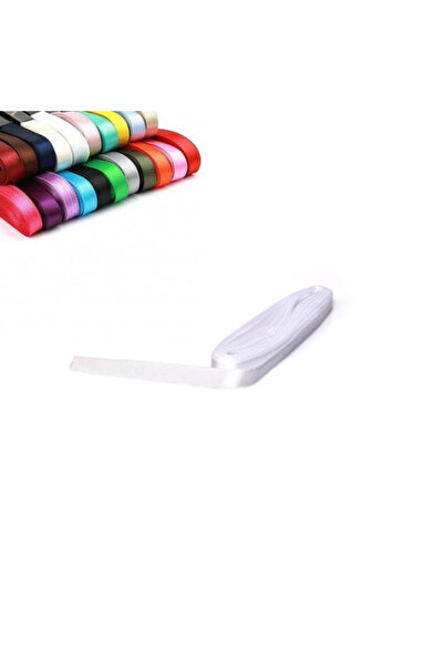 Limmy White Colored Satin Ribbon 1 cm Thick 10 m Gift and Decoration Ribbon