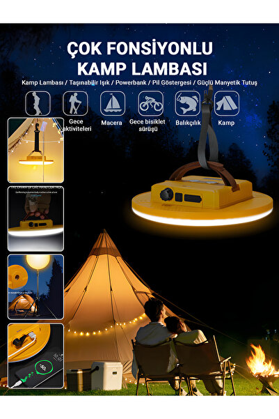 Cevval D83-1 Şarjlı Manyetik Kamp Lambası Powerbank Özellikli LED Işık Taşınabilir Çadır Aydınlatma