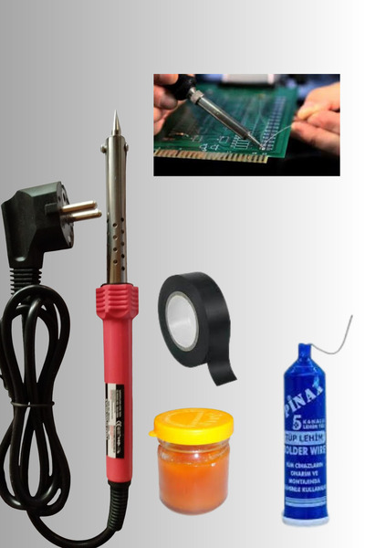 HAFSER BT 4'lü Lehim Makinesı Seti 40W Havya Kalemi Tel Lehim Pastası Elektri...