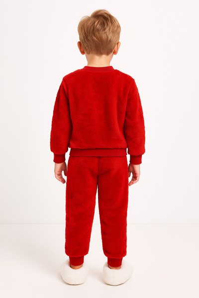 MUSCO Erkek çocuk polar pijama takımı baskılı peluş sıcak tutan ikili takım