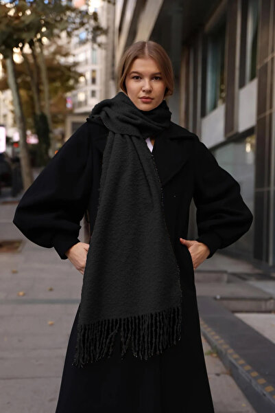 REMSA Tasseled Boucle Scarf Shawl 40X210 cm 1257 Black