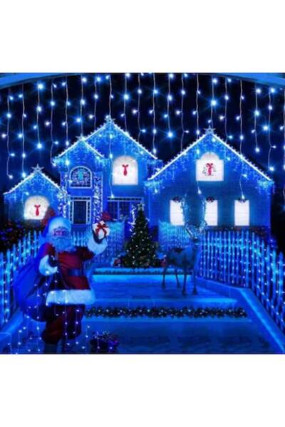 OEM Χριστουγεννιάτικα φωτάκια παγοκρύσταλλου,, 25 μέτρα, 640 LED, Μπλε, Ανθεκτικό στο νερό, Με δυνατότητα διασύνδεσης