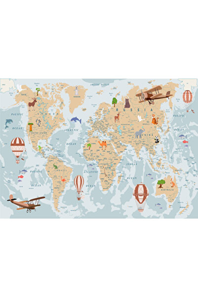 VIODESIGN Fototapet Copii, autoadeziv, Harta Animale , multicolor, 80x120 cm ...