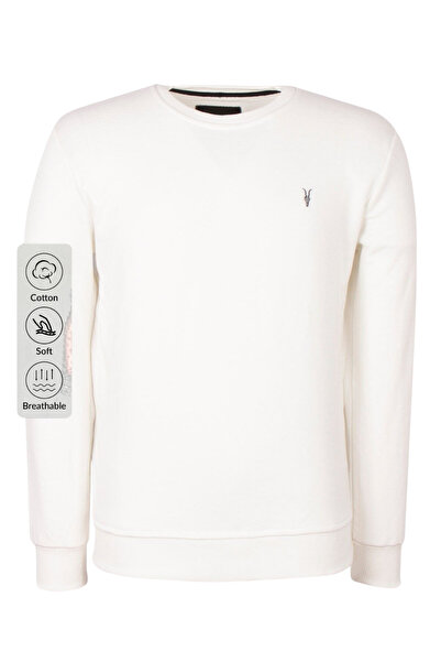 COMBİNE MİCHAİL Men's Winter Casual Basic Ecru Sweatshirt