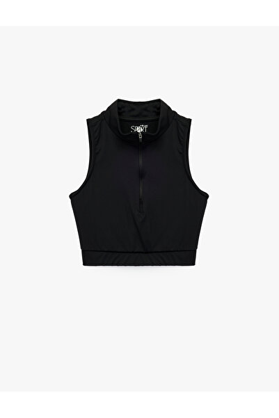 Koton Zipper Detailed High Neck Sleeveless Sports Bra