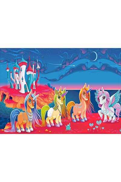 VIODESIGN Fototapet copii Unicorni la Castel, autoadeziv, 120x200 cm