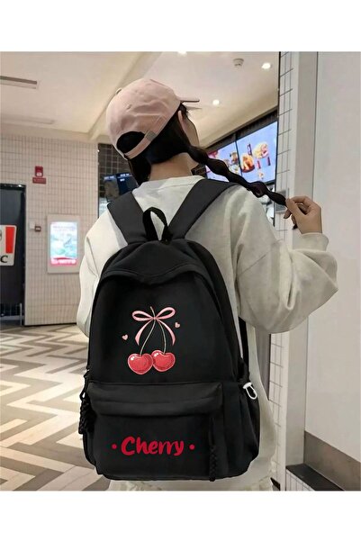 DEEFWEAR Ribbon Cherry Double Printed Course, Tutoring, Study School Backpack