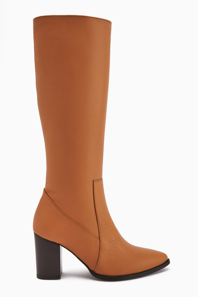 Limoya Vilda Hakiki Deri Taba Sivri Burunlu Kadın Çizme