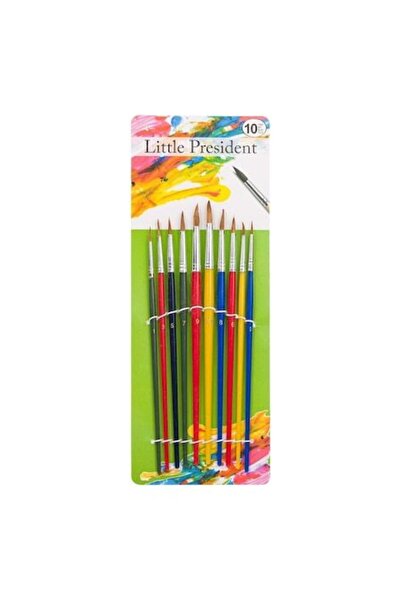 SHOPIENS Set 10 pensule de pictură cu vârf rotunjit, peri de păr, mărimi nr. 1 - nr. 10, multicolore Ha