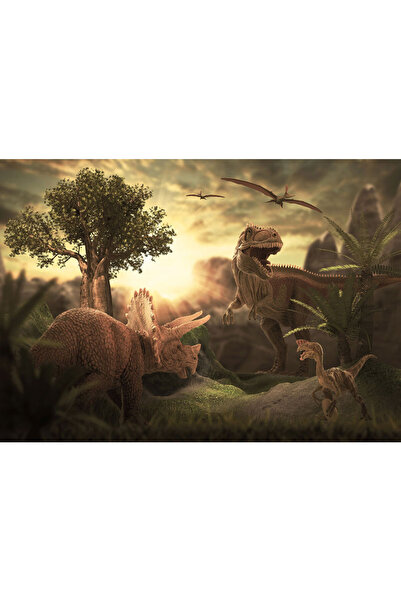 VIODESIGN Fototapet copii Dinozauri la Rasarit, autoadeziv, 120x200 cm