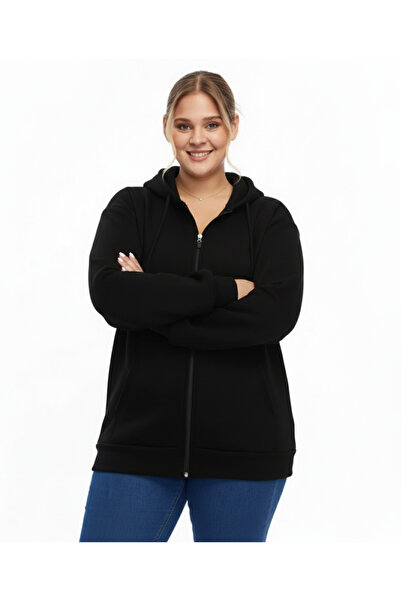 Barato Μαύρο Unisex Premium Φούτερ με κουκούλα και φερμουάρ από βαμβάκι