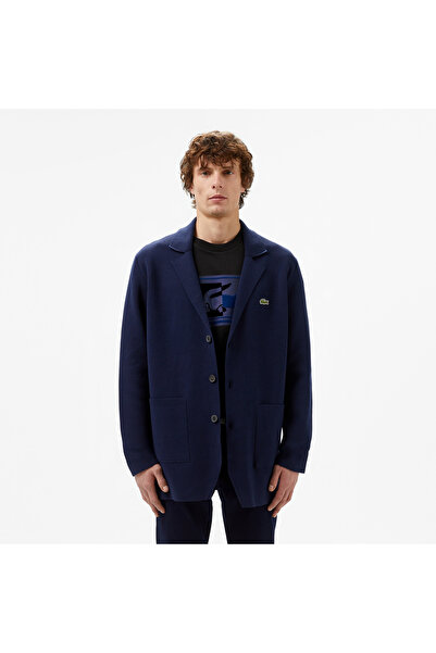 Lacoste Men's Classic Fit V-Neck Navy Blue Cardigan