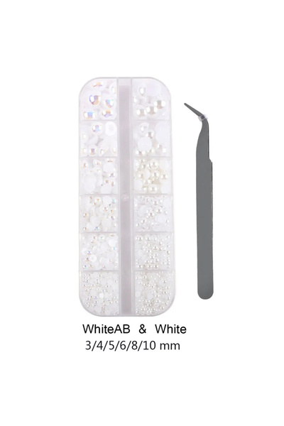 Choice7 1000Pcs 1 Box Half Round Pearl Beads ABS Flatback Rhinestones For DIY...