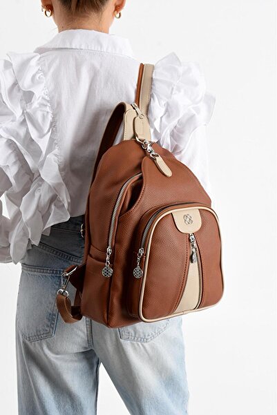 VESSARA Soft Leather Multi-Useful Multi-Compartment Backpack Suitable for Daily Use 728