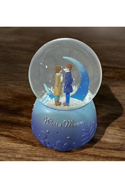 Seher 8 cm Müzikli Işıklı Ay Işığında Romantik Çiftler Kar Küresi 7702