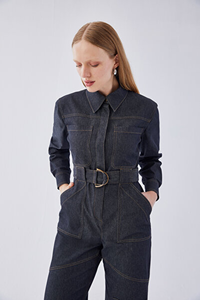 IDYL Denim Jumpsuit with Belt and Zipper