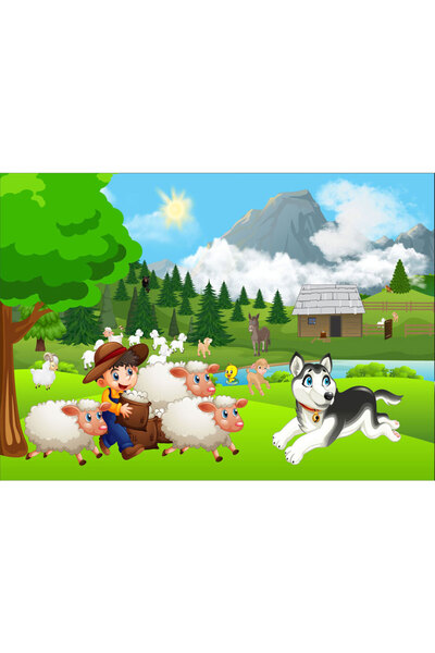 VIODESIGN Fototapet Copii, Ciobanas la Munte, autoadeziv, multicolor, 80x120 cm