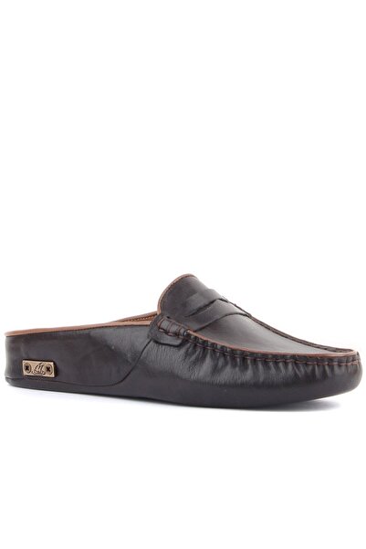 SailLakers - Dark Brown Leather Women's House Slippers 109-557-X