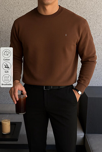 COMBİNE MİCHAİL Чоловічий зимовий светр Basic Coffee Sweatshirt