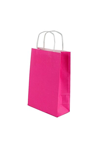 KONTAKTEK Çanta Beyaz Kraft 18x24x9 cm Burgu Sap Pembe 10 ADET
